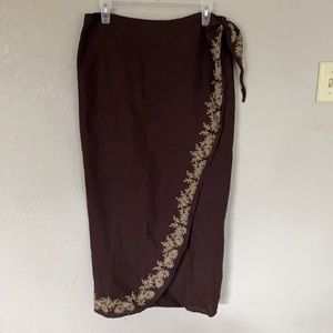 Women’s brown wraparound skirt-Spiegel